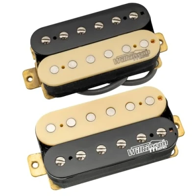 Abbildung von Wilkinson WOHZB Keramik Overwound Open Style Humbucker Pickups Neck Bridge Tonabnehmer Set für E Gitarre, Zebra