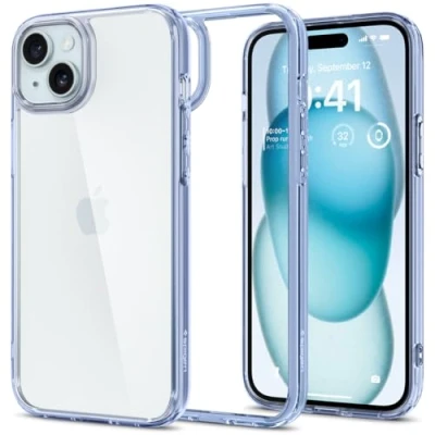 Abbildung von Spigen für iPhone 15 Ultra Hybrid Hülle [Anti Yellowing] Case Handyhülle Schutzhülle Cover Transparent Durchsichtig Dünn Slim Sky Crystal