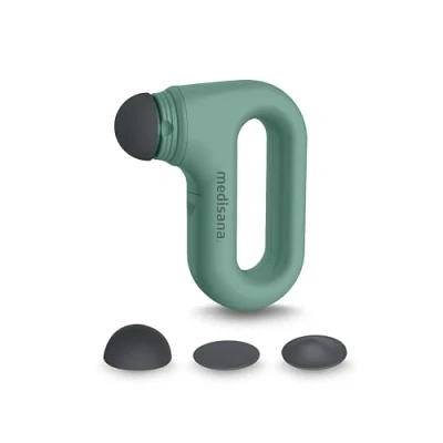 Abbildung von medisana HM 330 Mini Handmassagegerät zur Selbstmassage, Massage von Triggerpunkten, Muskelaktivierung und Regeneration, Vibrationsmassage mit wählbaren Aufsätzen Intensitäten