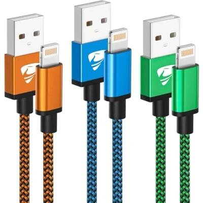 Abbildung von iPhone Ladekabel 2M 3Pack, Lightning Kabel [MFi Zertifiziert] Schnellladekabel Nylon Fast USB für 14 13 12 11 Pro Max Mini XS X 8 7 6 6s Plus 5 SE