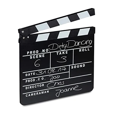 Abbildung von Relaxdays Filmklappe Holz, Regieklappe, Synchronklappe, Clapperboard, beschriftbar, Deko, H x B: 26 30 cm, schwarz, 1 Stück