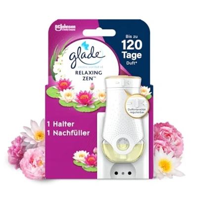 Abbildung von Glade electric scented oil Halter, elektrischer Raumduft Duftstecker mit Duftöl inkl. 1 Nachfüller, Relaxing Zen, er Pack, (1x20 ml)