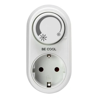 Abbildung von Steckdosen dimmer Drehregler für Helligkeit Drehknopf stufenlos regelbar Zwischenstecker LED, Halogen usw.