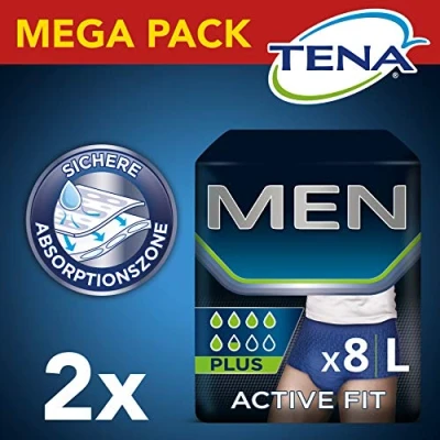 Abbildung von TENA Herren Active Fit Inkontinenz saugfähige Einwegunterwäsche — für mittelschwere bis starke Harnleckagen Größe M 36 Unterwäsche (4* 9)