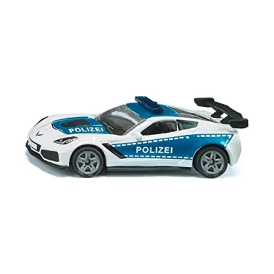 Abbildung von siku 1525, Polizeiauto Chevrolet Corvette ZR1, Polizei Spielzeug, Metall/Kunststoff, Blau/Weiß, Motorhaube zum Öffnen