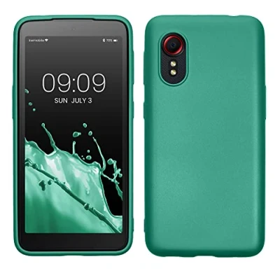 Abbildung von kwmobile Case kompatibel mit Samsung Galaxy Xcover 5 Hülle Schutzhülle aus Silikon metallisch schimmernd Handyhülle Metallic Dunkelgrün