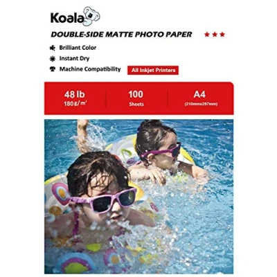 Abbildung von Koala Fotopapier für Tintenstrahldrucker, Doppelseitig, Matt, A4, 180 g/m², 100 Blatt. Geeignet zum Drucken von Fotos, Zertifikaten, Broschüren, Flyern, Faltblättern, Grußkarten, Kalendern, Kunst