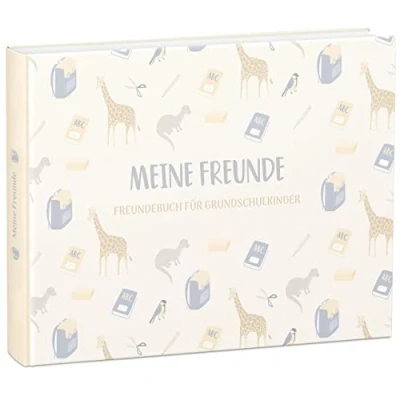 Abbildung von mintkind® „Meine Schulfreunde“ Freundebuch Schule Mädchen und Jungen Natur Design Freundschaftsbuch Grundschule Meine Freunde Buch Geschenk zur Einschulung Schulfreundebuch zum Ausfüllen