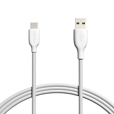 Abbildung von Amazon Basics Schnellladekabel, USB C auf A 2.0, 480 MBit/s, IF zertifiziert, für Apple iPhone 15, iPad, Samsung Galaxy, Tablets, Laptops, 1.8 m, weiß