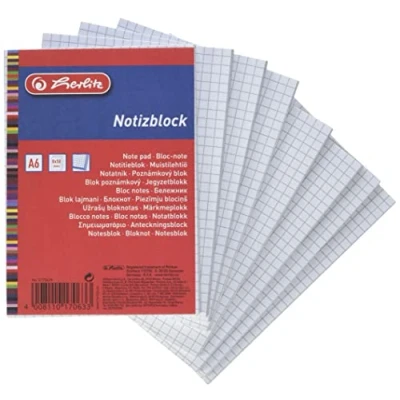 Abbildung von Herlitz 170639 Haushaltsnotizblock A6, 50 Blatt 8 Stück