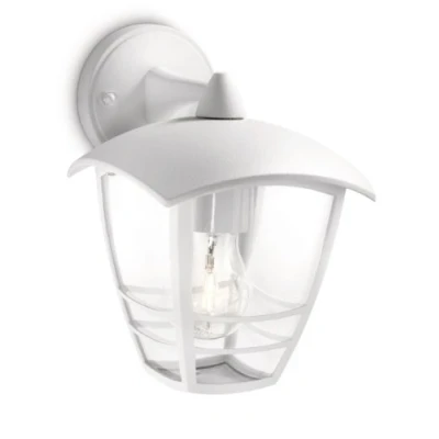 Abbildung von Philips Creek Wandleuchten für den Außenbereich, E27 Fassung, wasserfest, weiß, IP44, wetterfest, 24 cm