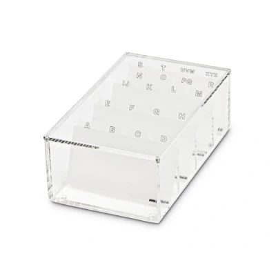 Abbildung von Maul Visitenkartenbox aus Acryl Schreibtisch Organizer inkl. Deckel zur Aufbewahrung von Kunden und Visitenkarten Möbelschonend dank Noppen für Regal Transparent