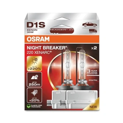 Abbildung von OSRAM XENARC NIGHT BREAKER 220, D1S, +220% mehr Helligkeit, Xenon Scheinwerferlampe, 66140XN2 2HB, Faltschachtel (2 Lampen)