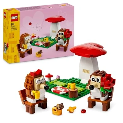 Abbildung von LEGO Igel und Ihr Picknick Date Tier Spielset mit Pilzmodell Bauset Naturkulisse für Kinder Geschenkidee zum Valentinstag Set Jungen Mädchen ab 8 Jahren Tierspielzeug 40711