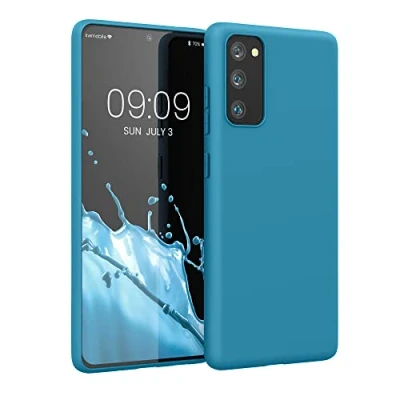 Abbildung von kwmobile Hülle kompatibel mit Samsung Galaxy S20 FE weiches TPU Silikon Case Cover geeignet für kabelloses Laden Karibikblau
