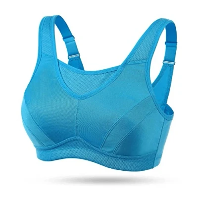 Abbildung von Wingslove Damen Sport BH ohne Bügel Nicht Gepolstert High Impact Bustier Halt Joggen （Blau 36D）