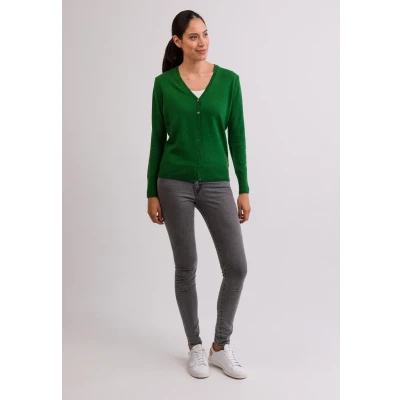 Abbildung von 100% Kaschmir Damen Pullover Cardigan V Ausschnitt Strickjacke 2 fädig (Grün, XL)