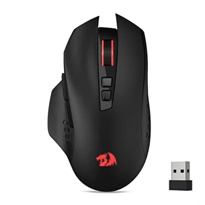 Abbildung von Redragon M656 Gainer Kabellose Gaming Maus, 4000 DPI 2.4Ghz Gamer Maus mit 5 Stufen, 7 Makrotasten, rote LED Hintergrundbeleuchtung &amp; Pro Software/Laufwerk unterstützt, für PC/Mac/Laptop