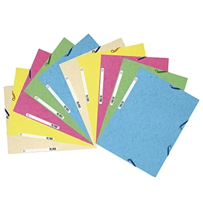 Abbildung von Exacompta 55550E 10er Pack Premium Einschlagmappen Pastell. Aus extra starkem Colorspan Karton 3 Innenklappen und 2 Gummizügen DIN A4 farbig sortiert Sammelmappe Dokumentenmappe für Büro Schule