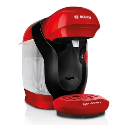 Abbildung von Bosch Tassimo Style friendly Kapselmaschine TAS113E, über 70 Getränke, geeignet für alle Tassen, vollautomatisch, nachhaltig, platzsparend, 1400 W, rot