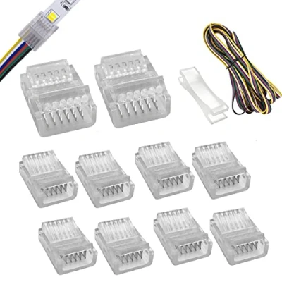Abbildung von LED Anschluss 6 polig, 12 mm breit, mit 5 m Verl ngerungskabel für wasserdichte oder nicht RGB WW RGB+CCT Streifenlichter 10 Stück (Strip to Wire)