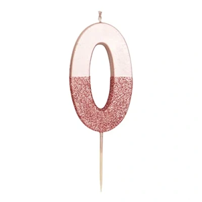 Abbildung von Roségold Glitter Nummer 0 Geburtstagskerze Kuchendeckel Dekoration in Premiumqualität Schön, funkelnd für Kinder, Erwachsene, Party, Jubiläum, Meilenstein