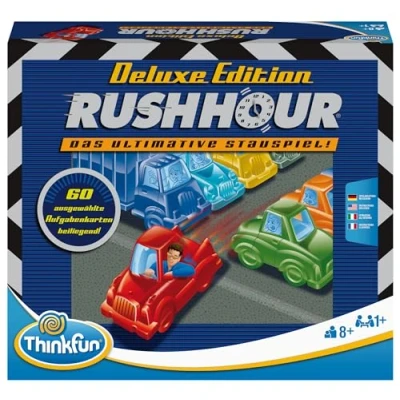 Abbildung von ThinkFun 76440 Rush Hour Das bekannte Stau Spiel in der Deluxe Edition mit Fahrzeugen Metalloptik, Logikspiel für Erwachsene und Kinder ab 8 Jahren