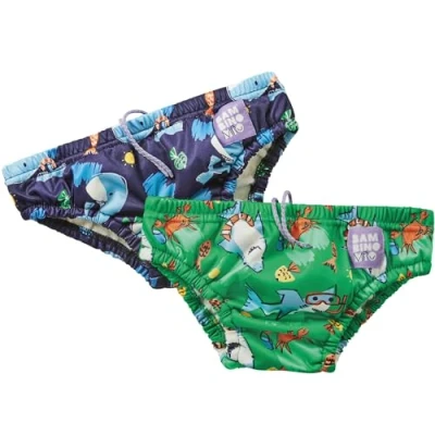 Abbildung von Bambino Mio, Revolutionäre wiederverwendbare Schwimmwindel 2er Packung, Spritz &amp; Flosse, (1 2 Jahre)