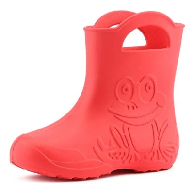 Abbildung von Ladeheid Eva federleichte Kinder Gummistiefel für Jungen und Mädchen Regenschuhe Bequeme wasserdichte Regenstiefel LA CA 01 (Korall, 34/35 EU)