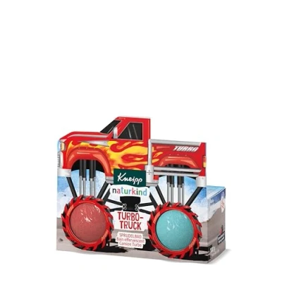Abbildung von Kneipp naturkind Turbo Truck Sprudelbad Badebombe mit Johannisbeerduft Actiongeladener Badespass für Kinder ab 3 Jahren 100g