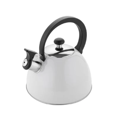 Abbildung von FLORINA Wasserkessel (2,5 l) I Edelstahl Teekessel BRILLO Flötenkessel mit Bakelitgriff Kratzfester Wasserkocher für Induktionsherd, Gasherd und Elektroherd Farbe: Hellgrau