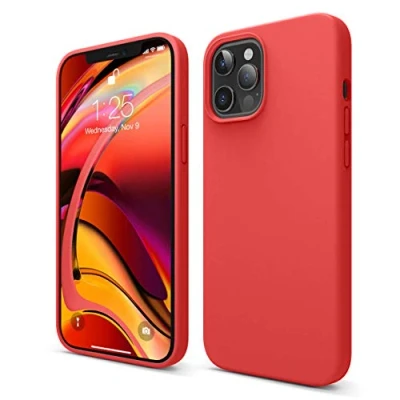 Abbildung von elago Liquid Silicone Case Kompatibel mit iPhone 12 Pro Max Hülle (6,7&quot;), Hochwertiges Silikon, Rundumschutz Handyhülle : 3 Layer Struktur Schutzhülle (Rot)