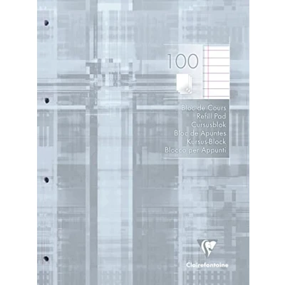 Abbildung von Clairefontaine 5814C Kursusblock (mit 100 Blatt, liniert mit Rand, DIN A4, 21 x 29,7 cm, ideal für die Schule) 1 Stück weiß