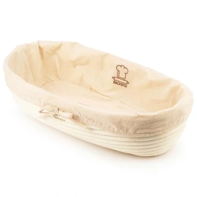 Abbildung von Backefix 1kg bis 1,5 kg Gärkörbchen oval groß (Ø 34cm innen) Gärkorb zum Brot backen Zubehör für perfekt geformtes, handgemachtes naturbelassener Brotbacken mit Leinentuch