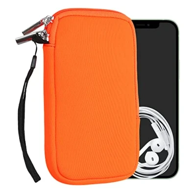 Abbildung von kwmobile Handytasche für Smartphones L 6,5&quot; Neopren Handy Hülle Neon Orange Tasche 16,5 x 8,9 cm Innenmaße