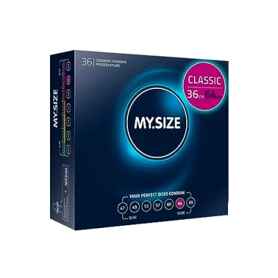 Abbildung von MY.SIZE Classic Kondome Größe 6 I 64 mm Breite 36 Stück Großpackung Premium extra dünn gefühlsecht hauchzart dünne 0,07 Wandstärke vegan Condoms for men