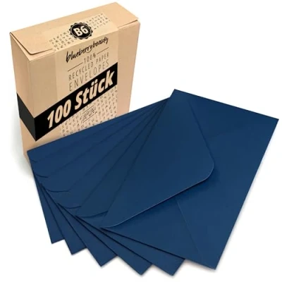 Abbildung von Japun Briefumschläge (100 Stück) aus Papier, Kuvert, Umschlag ohne Fenster DIN B6 175 x 125 mm blau