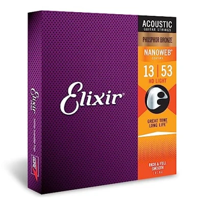 Abbildung von Elixir® Saiten Phosphor Bronze Akustik Gitarrensaiten mit NANOWEB® Beschichtung, HD Light (.013 .053)