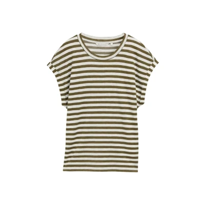 Abbildung von TOM Tailor Denim MIT Streifenmuster Tshirt print, Damen, Größe: XS, Olive white stripe