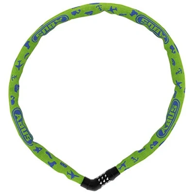 Abbildung von ABUS Kettenschloss Steel O Chain 4804C Symbols Zahlenschloss für Kinderfahrräder Sicherheitslevel 3 75 cm Gelb/Grün