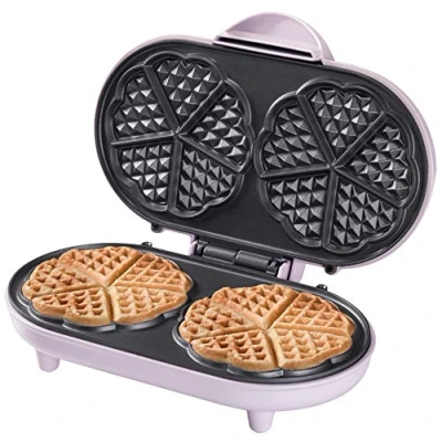 Abbildung von Bestron Doppel Waffeleisen für klassische Herzwaffeln, Herzwaffeleisen mit Backampel &amp; Antihaftbeschichtung, ideal Kindergeburtstage, Ostern Weihnachten, Farbe: Rosa