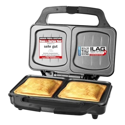 Abbildung von Emerio XXL Sandwichtoaster für alle Toastgrößen geeignet, BPA frei, große Muschelform, leicht zu reinigen, Käse läuft nicht aus, PREIS /LEISTUNGSSIEGER Haus &amp; Garten Test 03/2019, 900 Watt