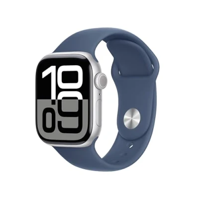 Abbildung von Apple Watch Series 10 4G 42mm Silber (Blaues Gummi Armband S/M)