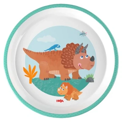 Abbildung von HABA Kinderteller Dinosaurier Praktischer Melamin Teller Rutschfest Spülmaschinengeeignet Für Dino Fans ab 12 Monaten 2012441005