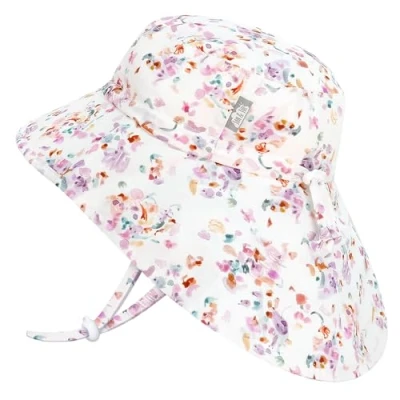 Abbildung von Jan &amp; Jul Mädchen Baumwoll Sonnenhut mit Nackenschutz, Strandhut breiter Krempe für Babys (S: 0 6 Monate, Pretty Petals)