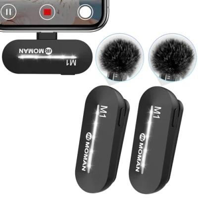Abbildung von Moman Kabelloses Lavalier Microphone, CP1X(C) 2.4GHz【Type C&amp;USB】 2TX&amp;1RX Ansteckmikrofon für Android Phones Tablet Vlog Live Streaming Tiktok,Drahtloses Mikrofon Funkmikrofon Smartphone