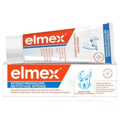 Abbildung von elmex Zahnpasta Intensivreinigung 50 ml speziell für glatte und natürlich weiße Zähne verlängert den Effekt einer professionellen Zahnreinigung