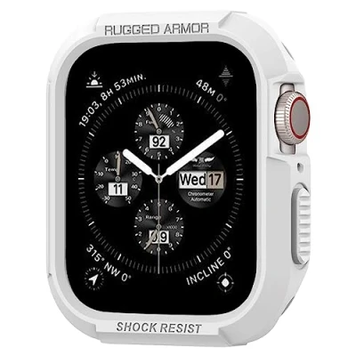 Abbildung von Spigen Rugged Armor Hülle Kompatibel mit Apple Watch Serie 9/8/7(45mm) 6/5/SE(44mm) Weiß
