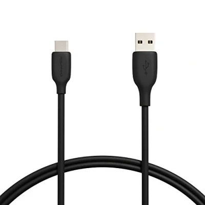 Abbildung von Amazon Basics Schnellladekabel, USB C auf A 2.0, 480 MBit/s, IF zertifiziert, für Apple iPhone 15, iPad, Samsung Galaxy, Tablets, Laptops, 0.9 m, schwarz