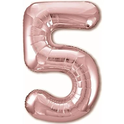 Abbildung von Luftballon 5. Geburtstag Zahl 5 Rosegold XXL Riesen Folienballon 100cm Geburtstagsdeko Mädchen Ballon Deko zum Geburtstag. Fliegt mit Helium.